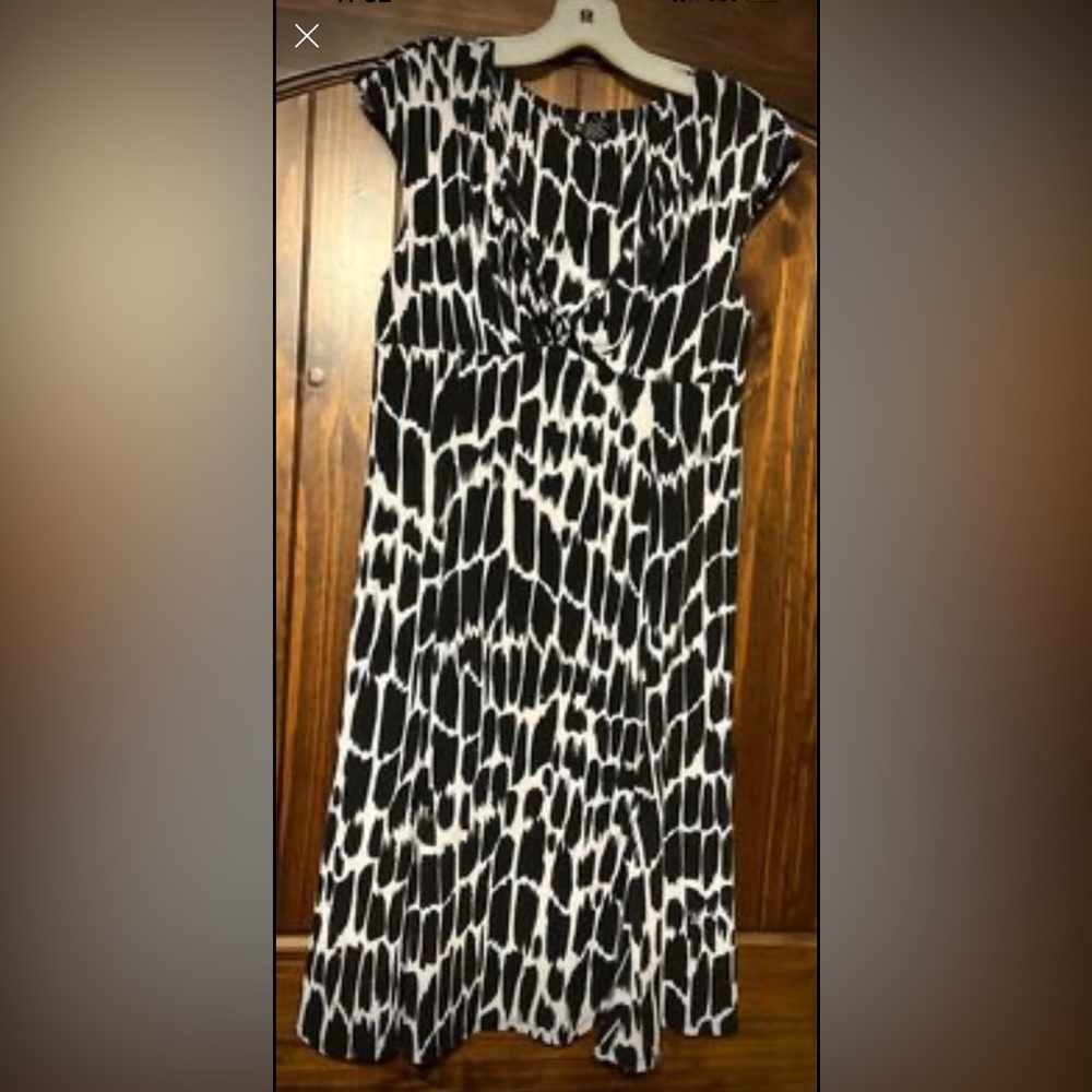Glamour Black & White Print Dress Size 12 Petite